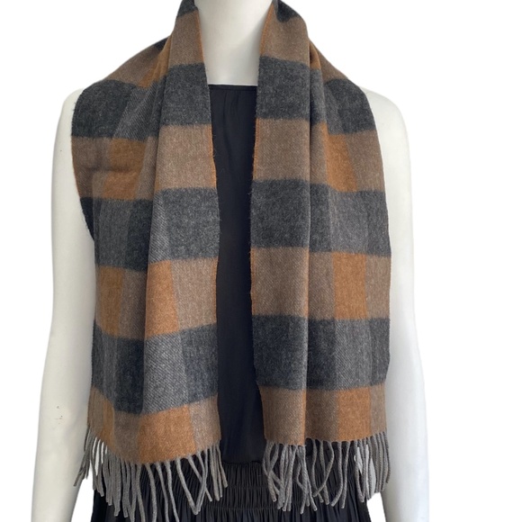 Nordstrom Accessories - Nordstrom 100% Cashmere Plaid Brown and  Grey Wrap Scarf